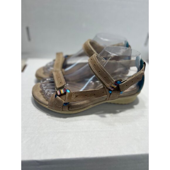 Ecco Womens Tan Hill Move sand Rainbow walking Sandals With Striped Accent Strap - Picture 7 of 10